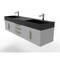 Castello Usa Amazon 72" Wall Mounted Gray Vanity With Black Top And Gold Handles CB-MC-72G-GLD-2056-BL - alternate 8
